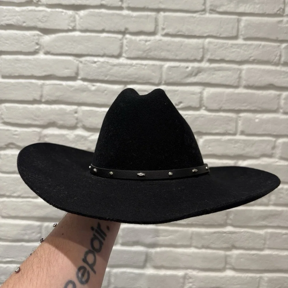 Vintage Stallion Stetson XX Premium Wool Black Cowboy Western Hat Size 6 7/8